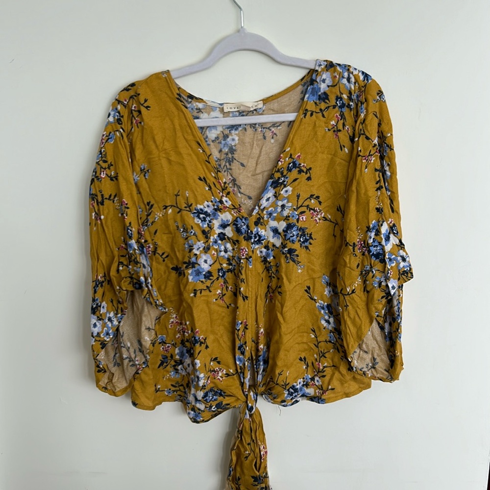 Floral blouse with front tie